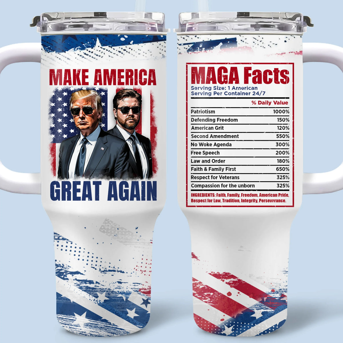 Republican State 40 Oz Stainless Steel Tumbler With Handle - US Patriotic Pride Gifts For Conservative Supporters - Just Some Little Facts