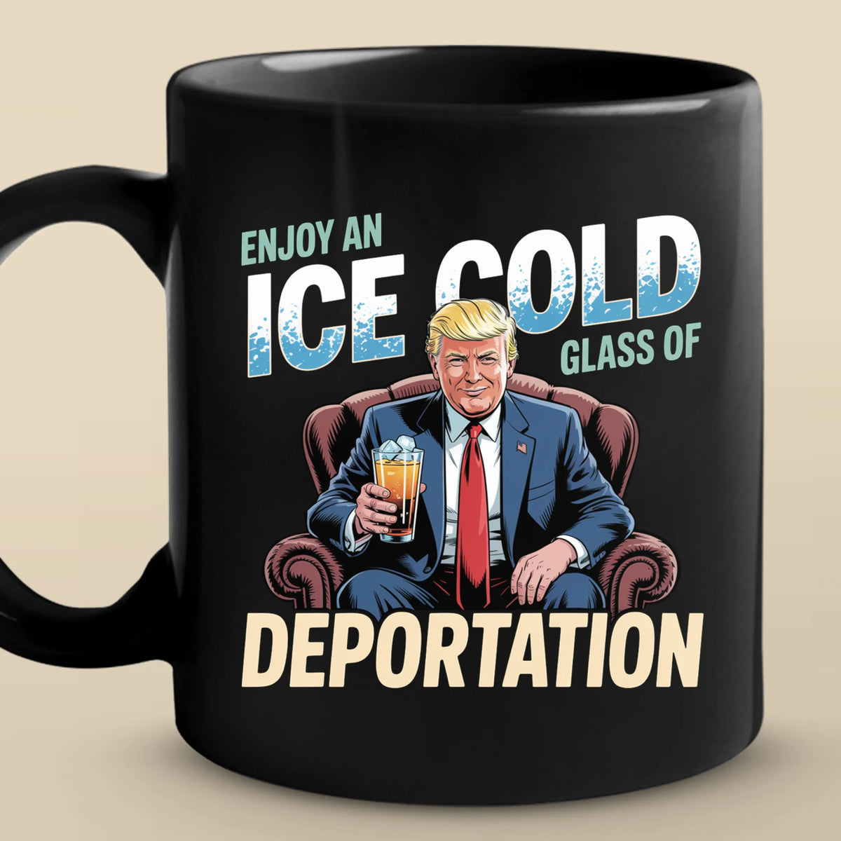 Republican State Black Mug - US Patriotic Pride Gifts For Conservative Supporters - Ice Cold Glass Of Deportation