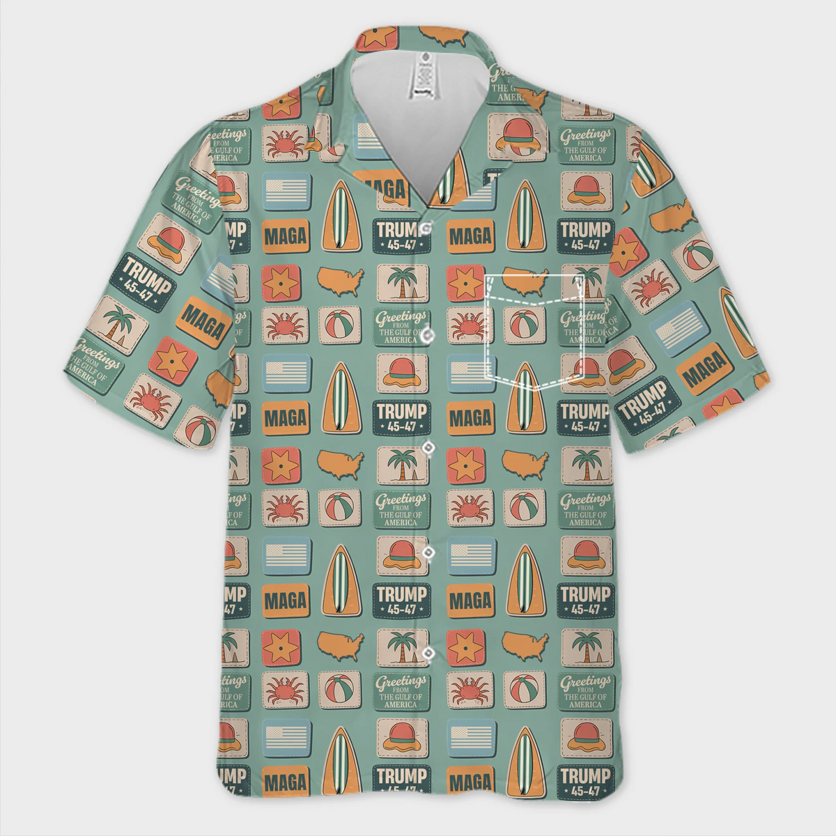 Gulf Of America Republican State Unisex Tropical Hawaiian Aloha Shirt - US Patriotic Pride Summer Vacation And Travel Gifts For Conservative Supporters - Sea Breeze, Free Spirit