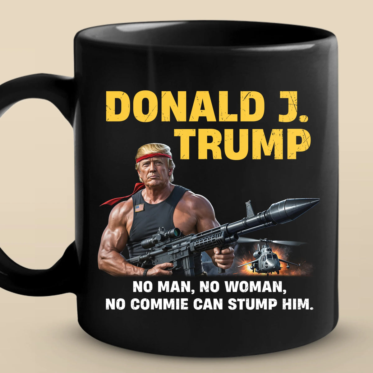 Republican State Black Mug - US Patriotic Pride Gifts For Conservative Supporters - No Commie Can Stump Him