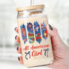 Republican State Glass Cup, Iced Coffee Cup - US Patriotic Pride Gifts For Conservative Supporters, Best Friends, Sisters - All American Girl