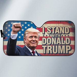 Republican State Auto Windshield Sunshade, Car Window Protector - US Patriotic Pride Gifts For Conservative Supporters - I Stand With Him