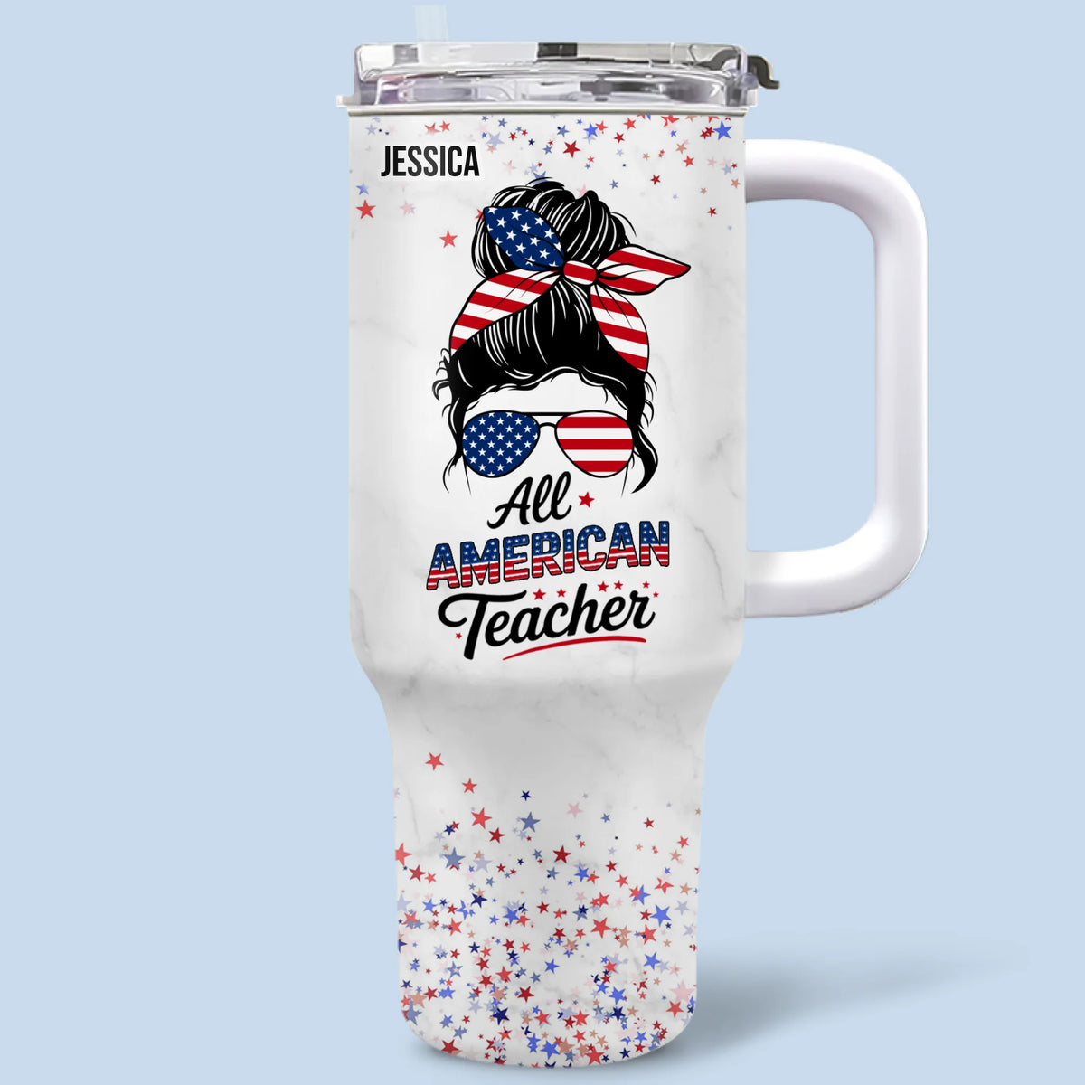 Republican State 40 Oz Stainless Steel Tumbler With Handle - US Patriotic Pride Gifts For Teachers - All American Teacher