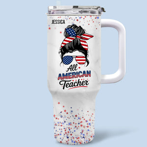 Republican State 40 Oz Stainless Steel Tumbler With Handle - US Patriotic Pride Gifts For Teachers - All American Teacher
