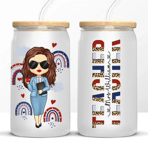 Republican State Glass Cup, Iced Coffee Cup - US Patriotic Pride, Back To School Gifts For Teachers - Made To Learn & Shine