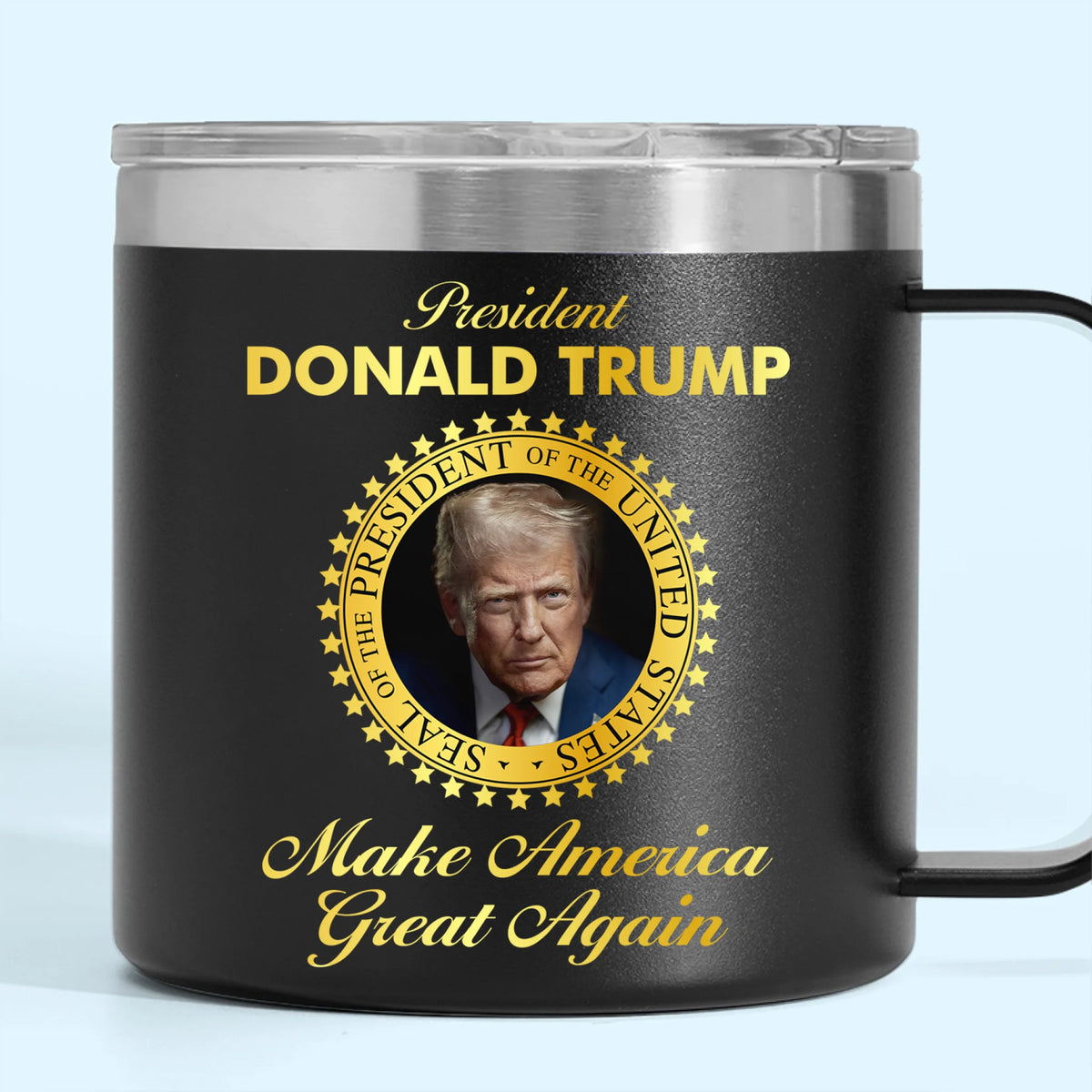 Republican State 14oz Stainless Steel Tumbler With Handle - US Patriotic Pride Gifts For Conservative Supporters - Running This Country Like A Business