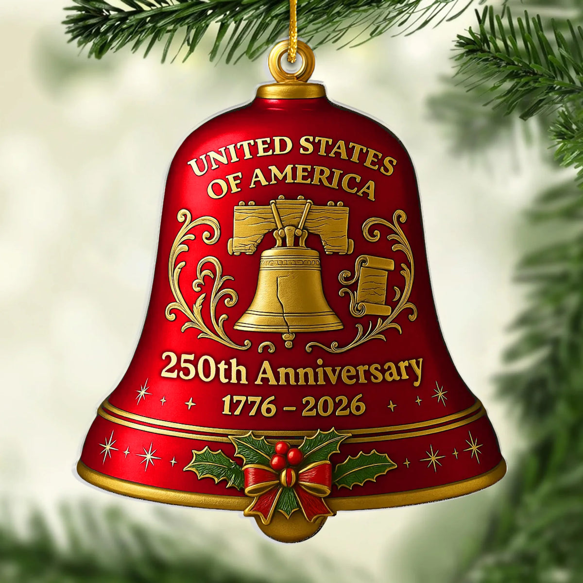 Republican State Acrylic Ornament - US Patriotic Pride, Christmas Gifts For Conservative Supporters - Liberty Rings This Season