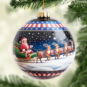 Republican State Acrylic Ornament - US Patriotic Pride, Christmas Gifts For Conservative Supporters - Stars, Stripes, And Sleigh Rides