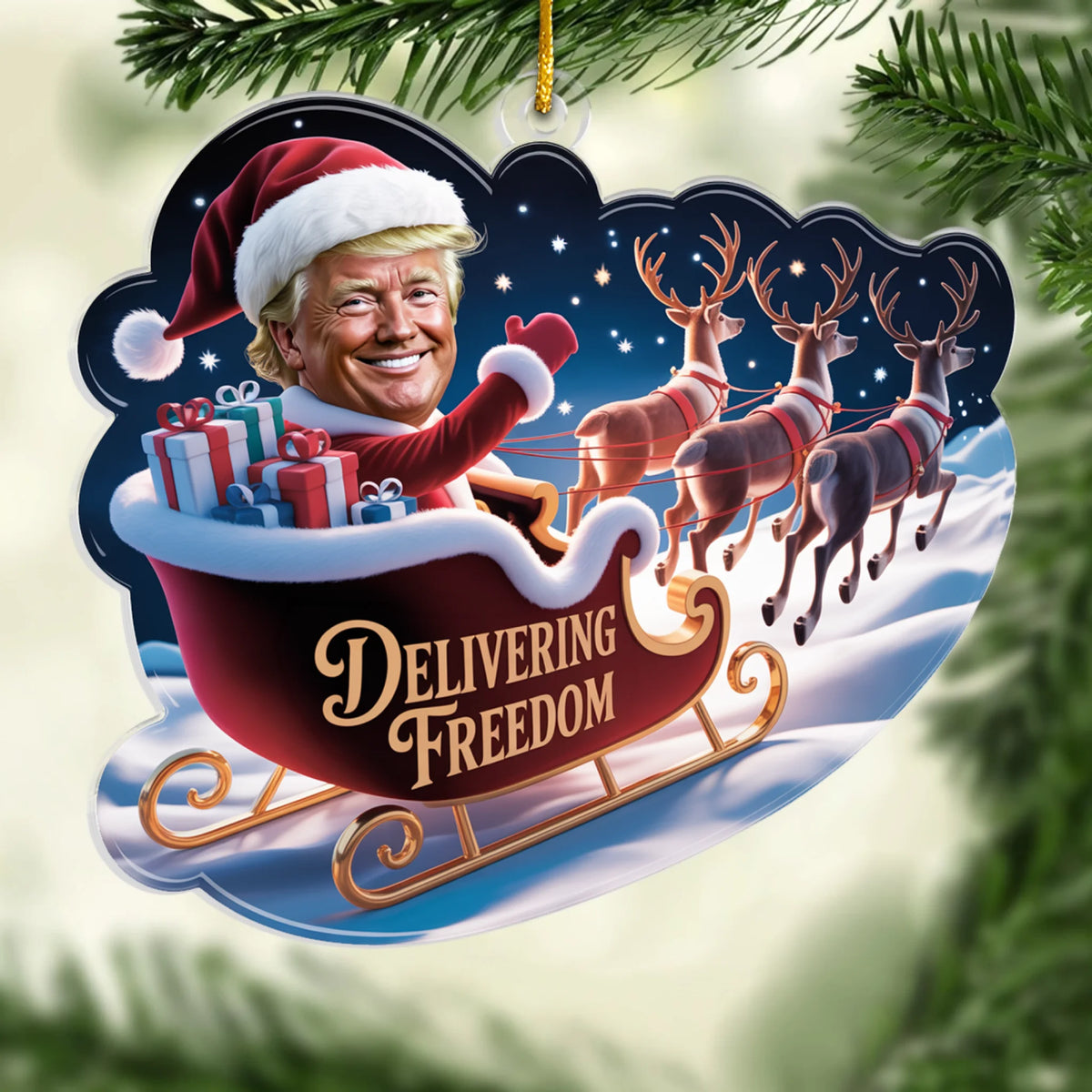 45 47 Republican State Acrylic Ornament - US Patriotic Pride, Christmas Gifts For Conservative Supporters - Delivering Freedom