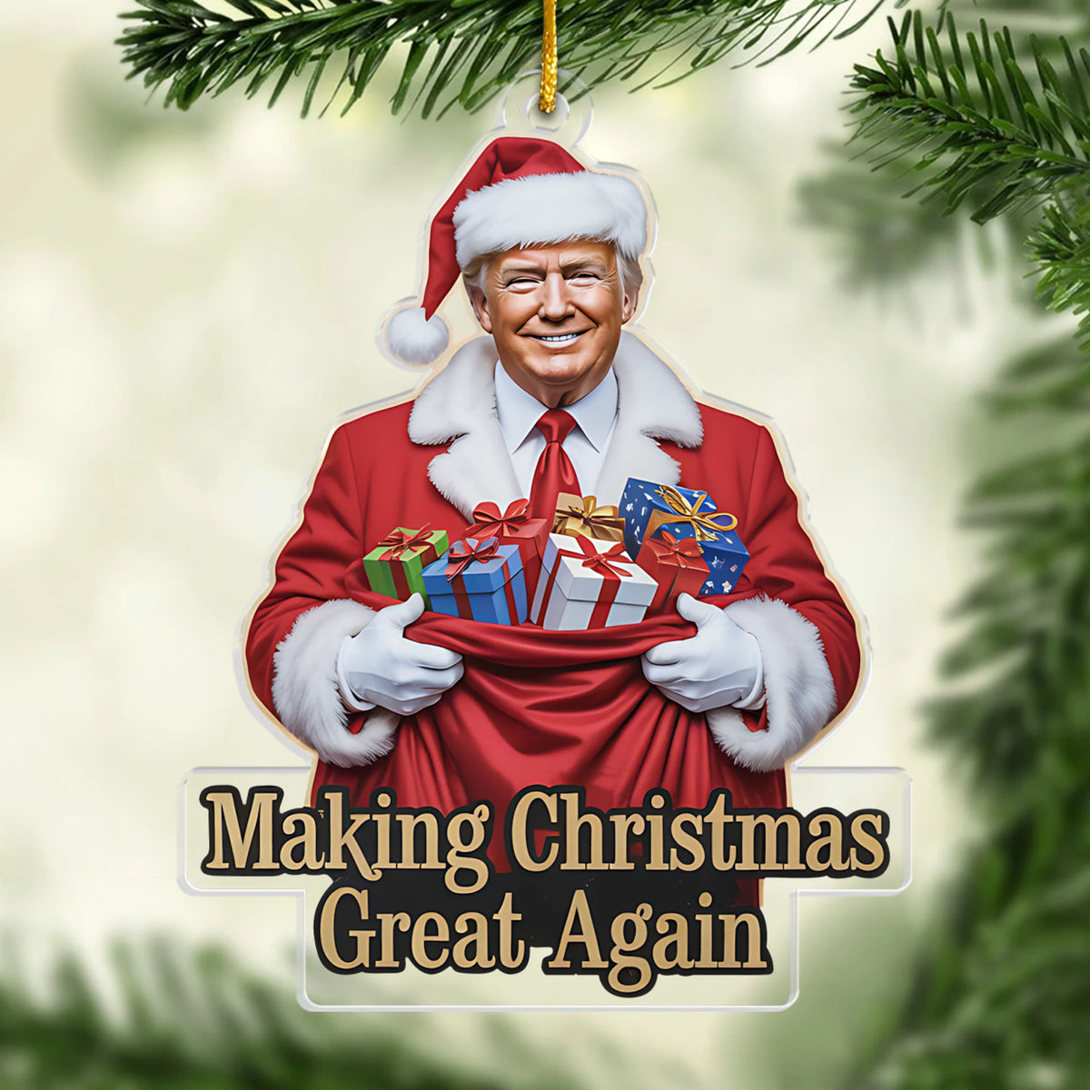 Republican State Acrylic Ornament - US Patriotic Pride, Christmas Gifts For Conservative Supporters - Ho Ho Hold The Line