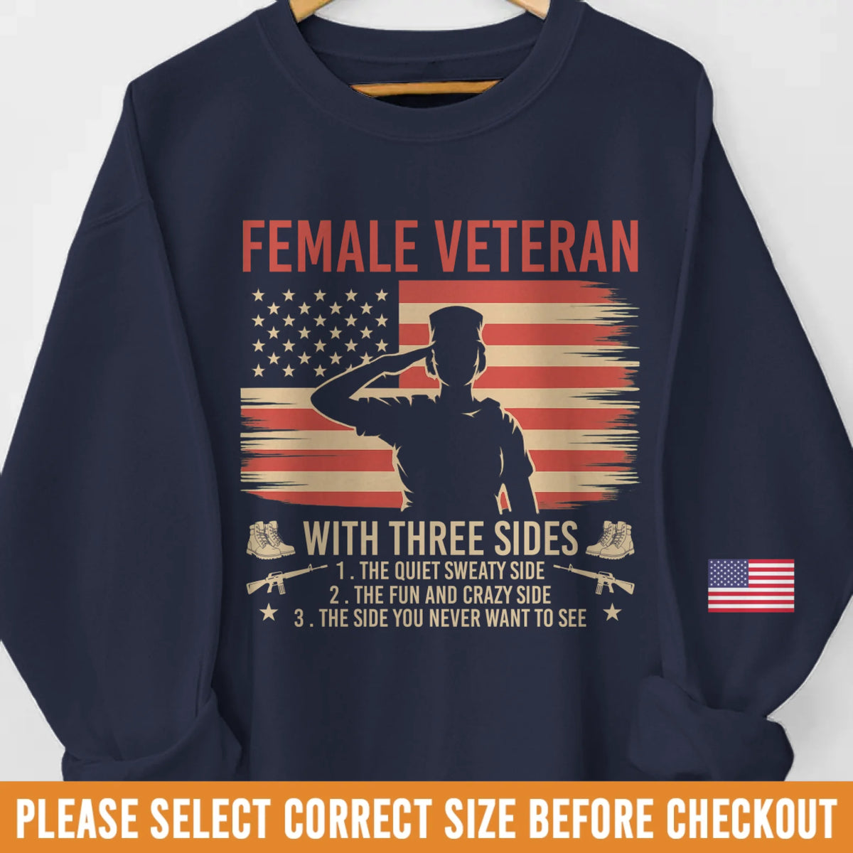 Republican State Unisex Sweatshirt, Hoodie With Design On Sleeve - US Patriotic Pride Gifts For Veterans, Military Families, Proud Americans - Never Underestimate A Female Veteran