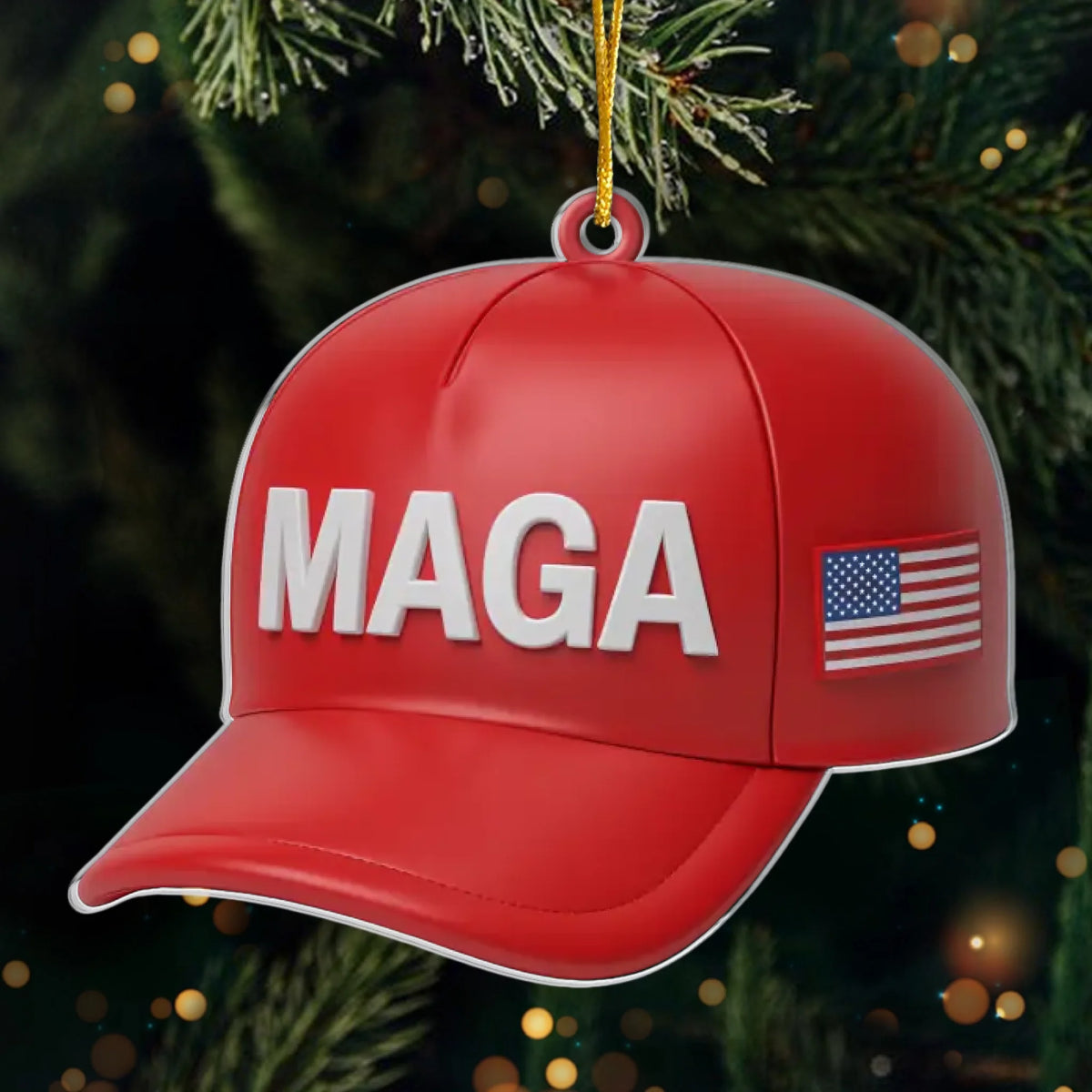 45 47 Republican State Acrylic Ornament - US Patriotic Pride, Christmas Gifts For Conservative Supporters - Red, White & Merry Nights