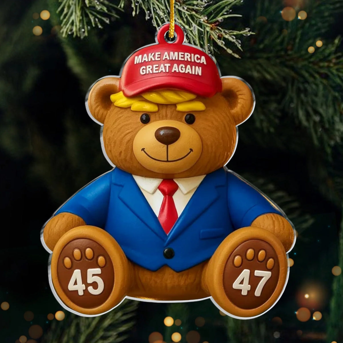 45 47 Republican State Acrylic Ornament - US Patriotic Pride, Christmas Gifts For Conservative Supporters - Christmas Great Again