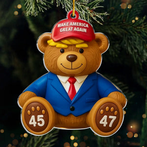 45 47 Republican State Acrylic Ornament - US Patriotic Pride, Christmas Gifts For Conservative Supporters - Christmas Great Again