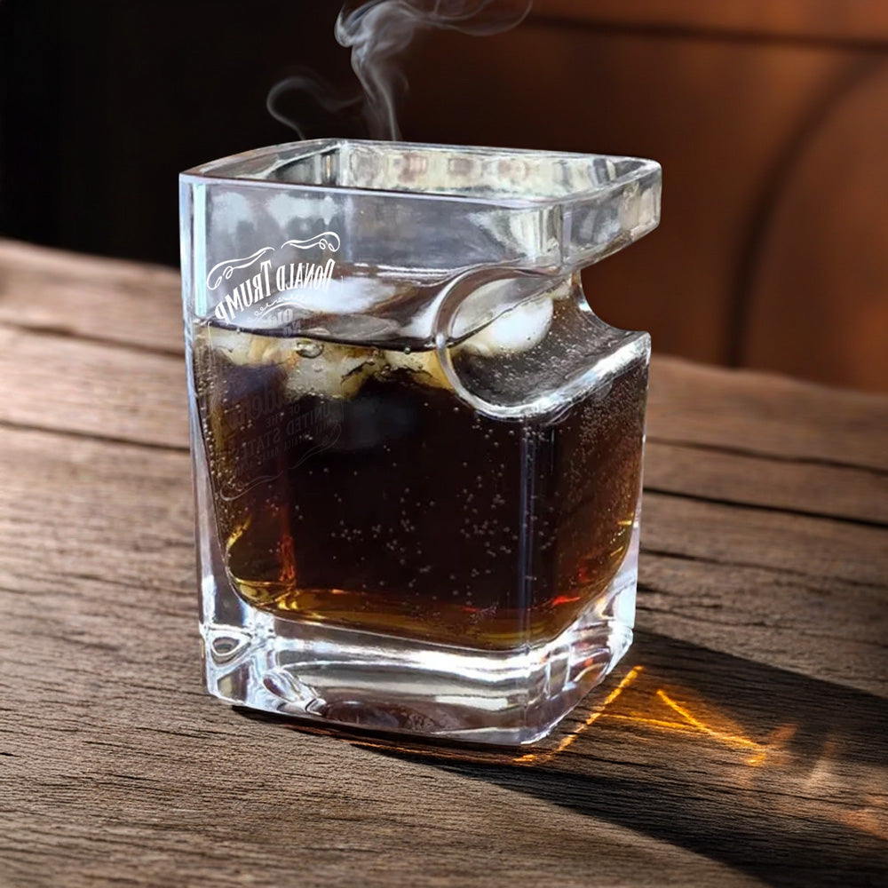 Make The Establishment Cry Again - US Patriotic Pride Cigar Holder Whiskey Glass - Gift For Conservative Supporters