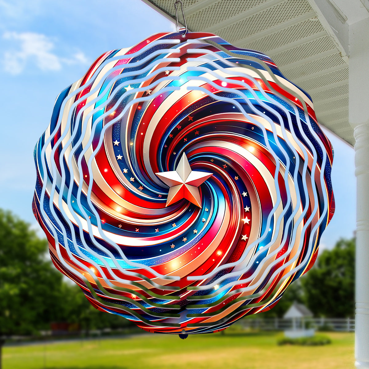 Stars, Stripes, And An Unbreakable Spirit - US Patriotic Pride Wind Spinner - 4th Of July, Gift For Conservative Supporters