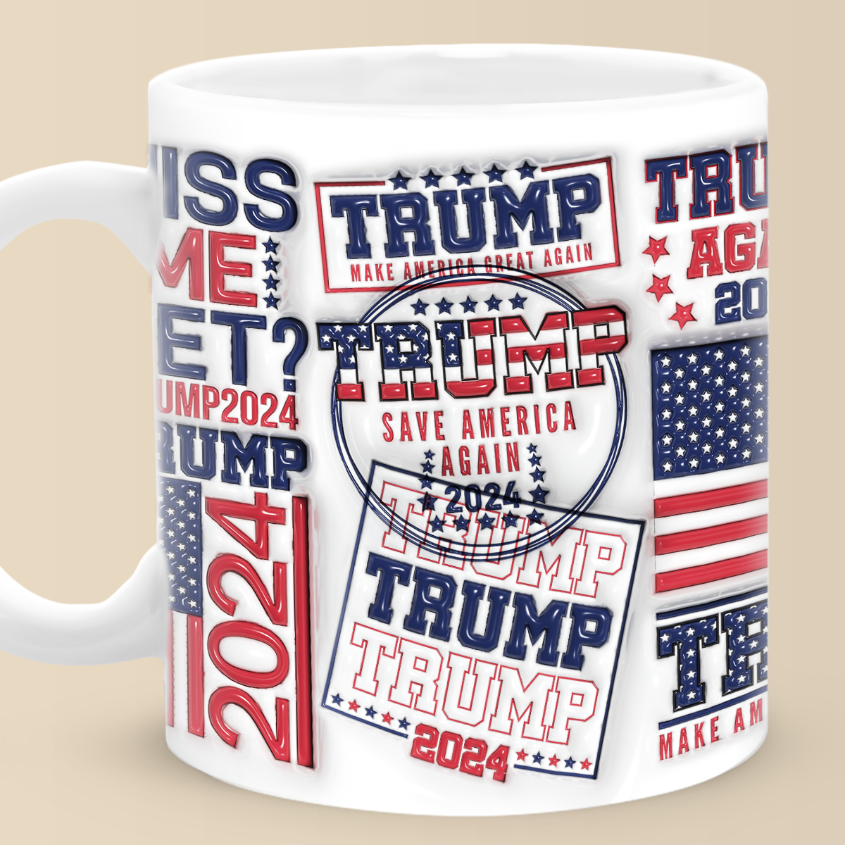 Trump Make America Great Again 3D Inflated Effect Printed Mug