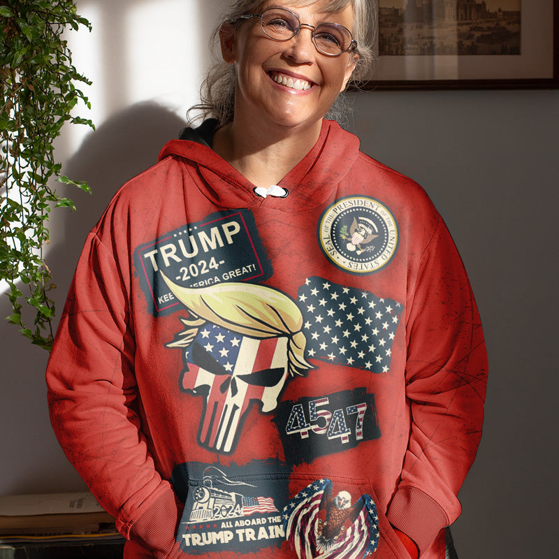Trust The Plan Trump 45-47 - All-Over Printed Hoodie