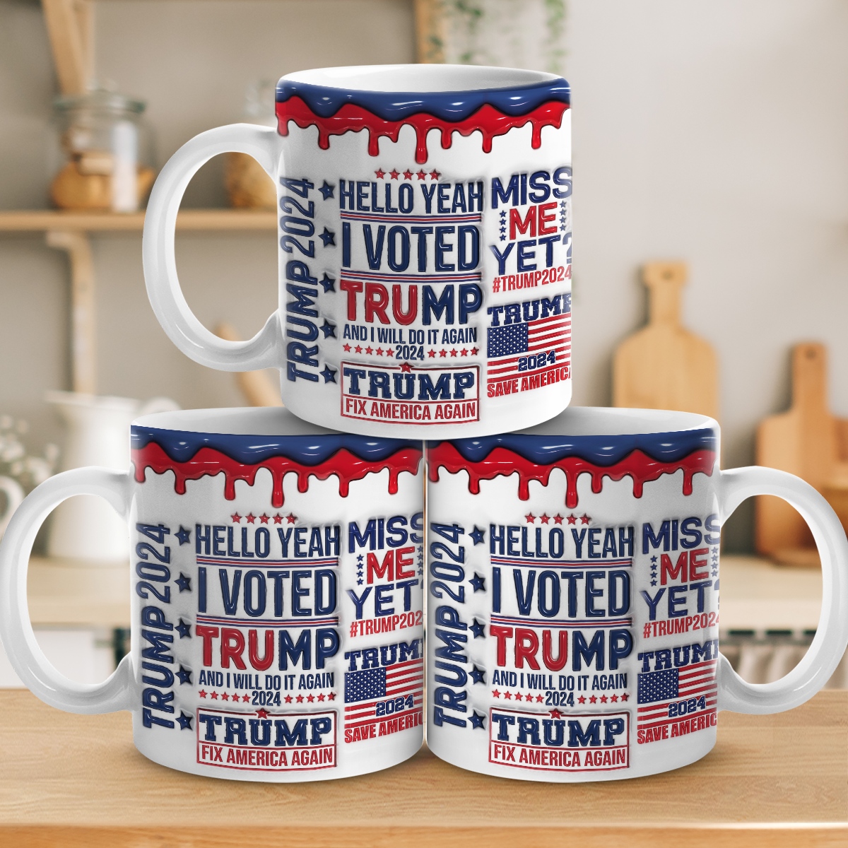 Trump 2024 I Voted Trump 3D Inflated Effect Printed Mug
